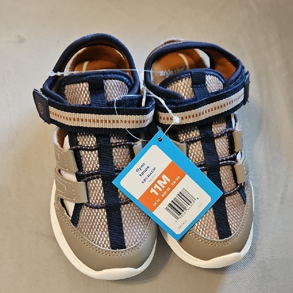 Stride Rite Tan and Blue Sandals with Sporty Design